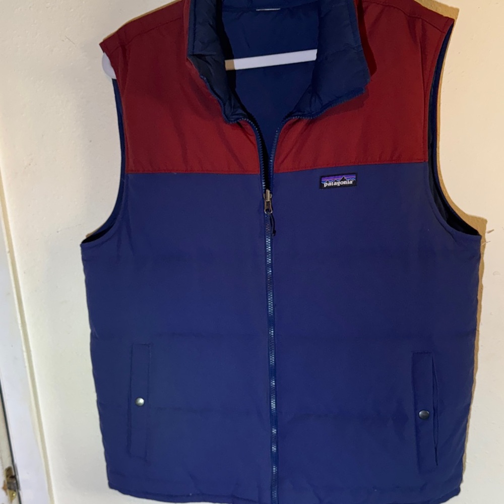 Patagonia Men's Two-Tone Vest in Blue and Burgundy